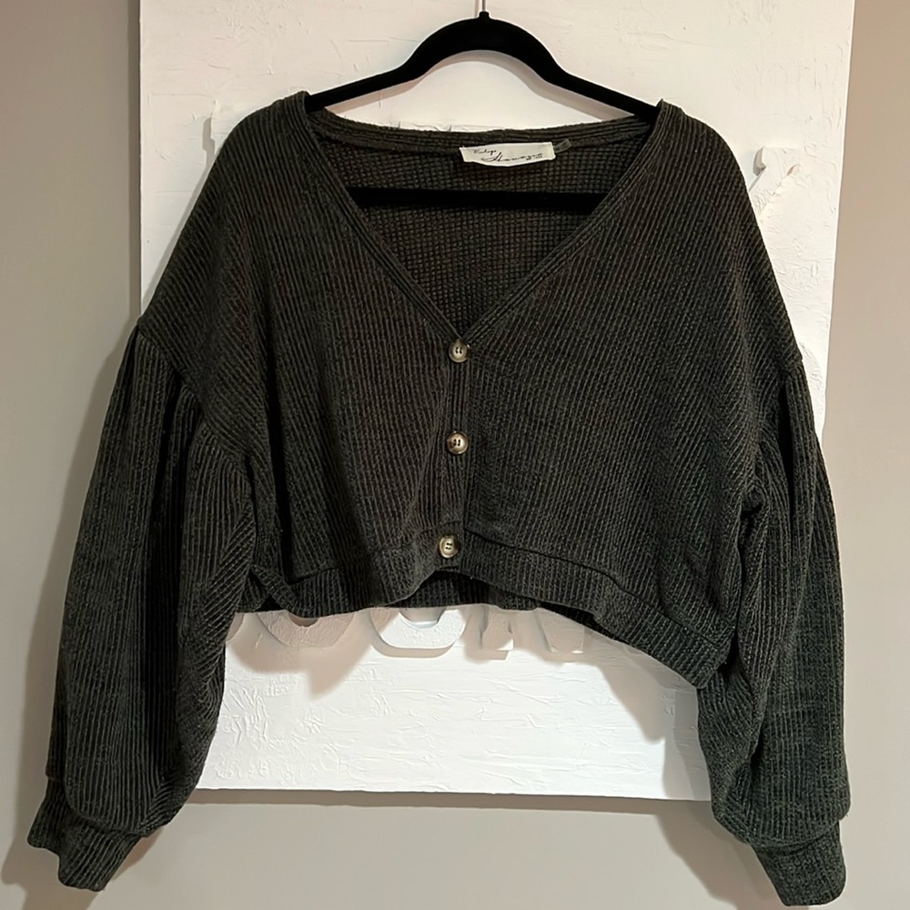 Forest green drop shoulder cardigan